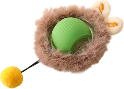 Oneay Interactieve kattenbal – Automatisch rollend siliconen kattenspeelgoed met 3 lichtstanden – Groen