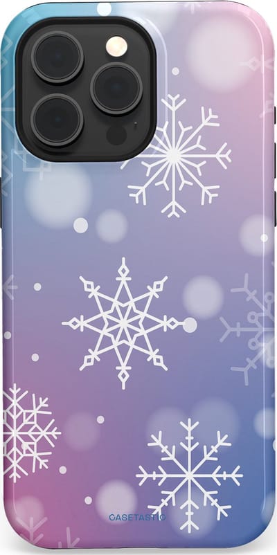 Casetastic hoesje geschikt voor Apple iPhone 15 Pro Max - MagSafe - Dubbellaagse bescherming - Snowy Winter Gloed - Fashion Case - Lila Lichtgrijs Lichtblauw Lichtroze