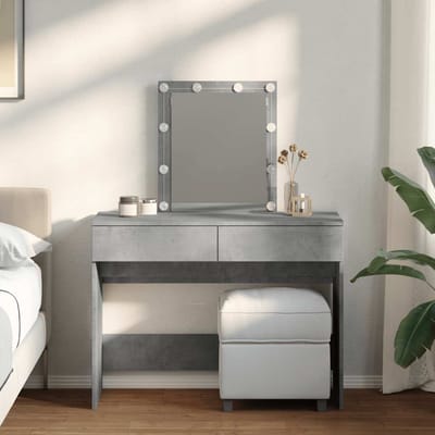 vidaXL - Kaptafel - met - LED-verlichting - 100x40x130 - cm - betongrijs