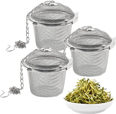 Dailygoods- Theediffuser 45 mm - Fijnmazige Zeef - Roestvrij Staal - Thee-ei met Verlengde Ketting - Geschikt voor Losse Thee - Perfect Cadeau voor Theeliefhebbers - Theezeef