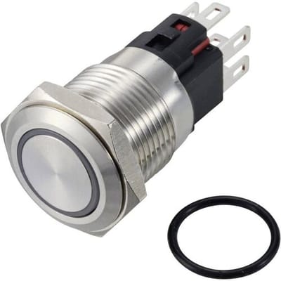 TRU COMPONENTS TC-12647412 Drukschakelaar 250 V/AC 3 A 1x uit/(aan) IP65 RGB Continu RVS 1 stuk(s)