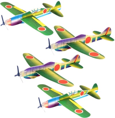 Henbrandt Speelgoed luchtmacht vliegtuigen Airgliders - 4x stuks - echt vliegend - uit Japan - 19 cm - Historische vliegtuigjes