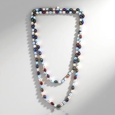 Cavill - Zilveren halsketting - 925 Sterling Zilver Rhodium - Blauwe Zoetwaterparels - 132 cm - Elegante, meerlaagse dames ketting - Tijdloos design