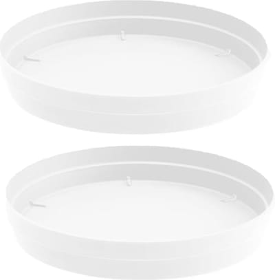 EDA Bloempot onderschaal Toscane - 2x stuks - kunststof - wit - D15 cm - opvangschalen