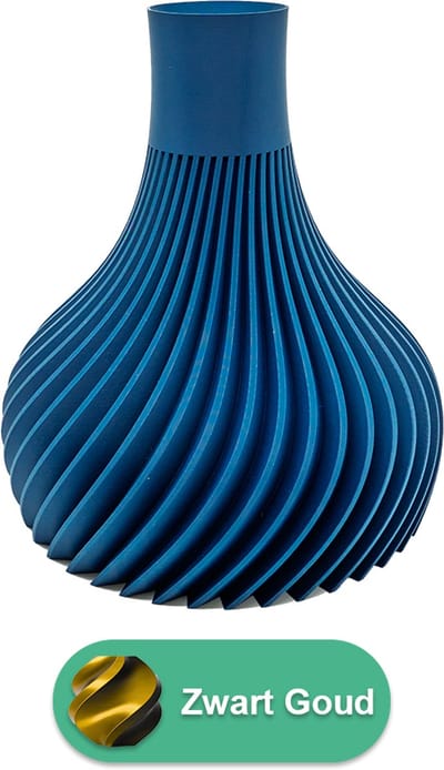 Virella moderne vaas – Decoratieve vaas - Zwart / Goud - 3d geprinte vaas – geschikt voor droogbloemen - 20CM