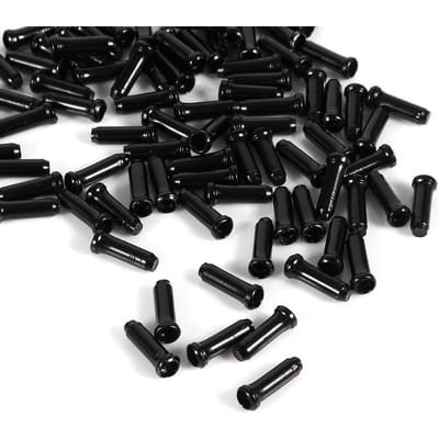 100 STUKS 2.5MM Remleiding Dop Schakelkabel Dop Aluminiumlegering Geanodiseerde Kleur(Zwart) black