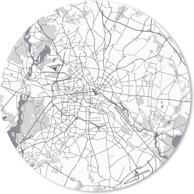 Muismat rond 20x20 cm - Mousepad Plattegrond - Berlijn - Zwart - Wit - Ronde muismatten - Stadskaart