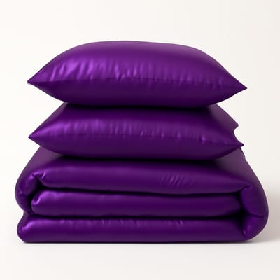 Satijnzacht Dekbedovertrek 140x220 cm – Paars Luxe Glans – Microvezel Polyester – Incl. 60x70 cm Kussensloop – Kreukvrij & Strijkvrij Hotelkwaliteit