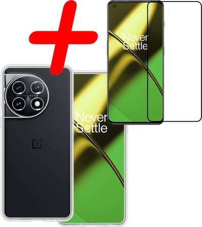Hoesje Met Screenprotector - Geschikt voor OnePlus 11 - Sterk & Shockproof - Back Cover - Siliconen Case - Telefoon Hoes - Transparant