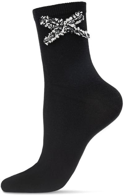 MeMoi Dream Strik Bloemen Enkelsokken Dames Transparante Sokken met Satijnen Strik 1 Paar