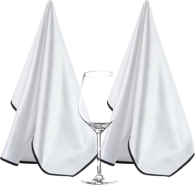 - Premium microvezel doek - om wijnglazen op te poetsen - 2-pack - wit/zwart - 45,7 x 71,1 cm