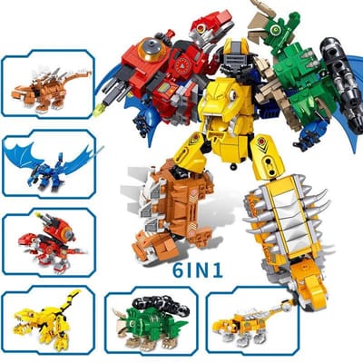 Dinosaurus Transformator Robot Bouwstenen Monteren Vervorming Dino Wereld Bouwpakket Figuren Bakstenen Educatief Speelgoed
