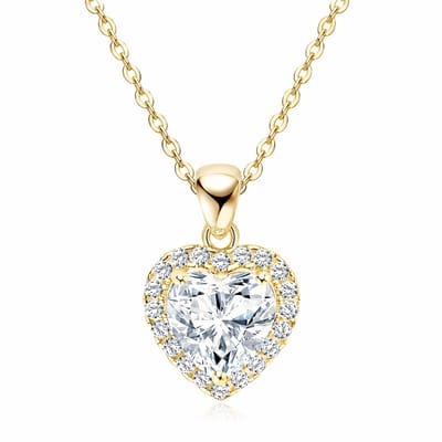 Lumici® Exclusive | Royal Heart Stone – 2.00CT – Heart Cut 8x8MM – GRA Gecertificeerd – VVS1 D Kleur – Geelgoud Verguld S925 – Luxe Liefdes Ketting – Voor Haar – Moederdag – Valentijn – Tijdloos Cadeau – Goud & Witgoud