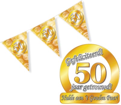 50 jaar getrouwd versiering pakket – puntvlag – huldeschild – jubileum – trouwen