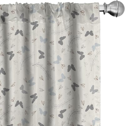 ABAKUHAUS Flora Voorhang – 2x75x245 cm – Microvezel – Halfverduisterend – Grijs/Ivoor