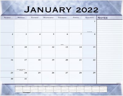 Bureaukalender 2022 - Maandelijkse Onderlegger Planner (55 x 43 cm) met Notitieblok en Jaaroverzicht