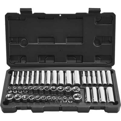 VEVOR 46-Delige Dopsleutelset, 6,4 mm Aandrijving, Sae en metrische Maten, Diep en Standaard, Gereedschapsset voor Monteurs met Opbergkoffer, Verchroomd CR-V-Gelegeerd Staal, voor Autoreparatie
