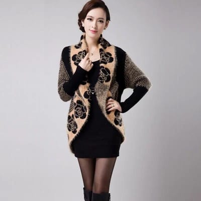 Herfst en Winter Cardigan Trui Jas Dames Midilengte Verdikt Lange Mouw Los Gebreide Trui Grote Maat Sjaal Moeder Herfstkleding S gray