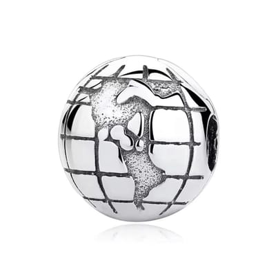 Fler® | Bedel | Past op populaire bedelarmbanden (standaard - 3mm) | Wereldbol Bedel | Hangbedel Charm | 925 sterling zilver | Valentijnsdag Cadeau | Sinterklaas kado | Kerstcadeau | Verjaardagsgeschenk | Vriendschap