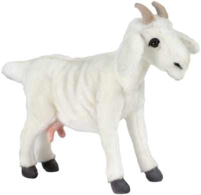 Hansa Knuffel Geit - wit - pluche - 35 cm - knuffeldier - luxe kwaliteit