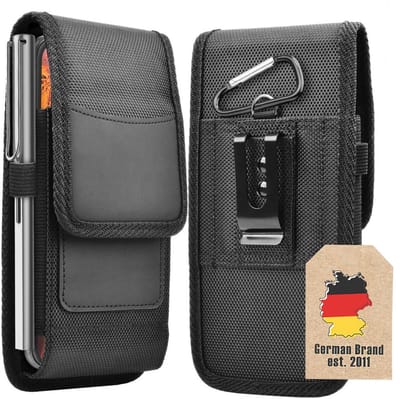 Cadorabo Mobielhoesje met riemclip geschikt voor Samsung Galaxy S24 FE in ZWART - Praktisch beschermhoesje met karabijnhaak Case Cover met penhouder