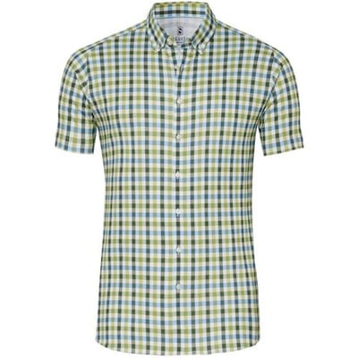 Desoto Overhemd Casual Button-Down Multi Check Lime Green-Blue / male