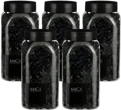 Mica Decorations decoratie steentjes - 5x - zwart - 650ml - hobby steentjes - sier stenen