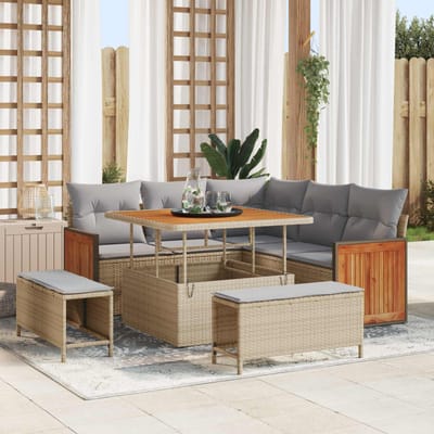 vidaXL - Tuinbank - Set - 8 - st - 8-Aantal - zitplaatsen - Beige - en - Lichtgrijs