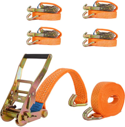 4x Ratelspanband 8m 5000kg 5t 5to TÜV/GS ORANJE 2 stuks.