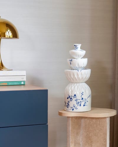 Stapelvaas - Blauw - Vouw 4-laags - Heinen Delfts Blauw - Hoogte 42 cm.