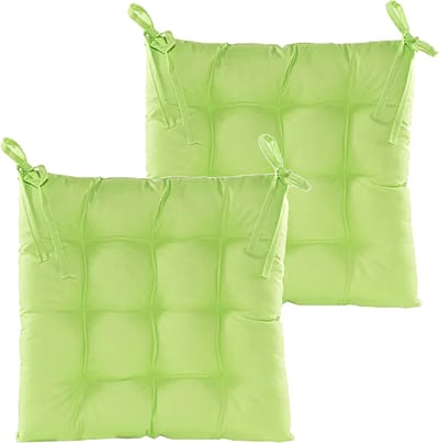 Anna's collection Stoelkussen gewatteerd - 2x - groen - 38 x 38 cm - binnen/buiten