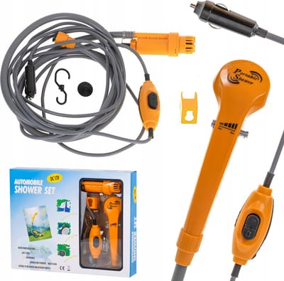 Camping Douche - Kampeer Douche - 40 Liter - Oranje - Elektrische Pomp - Autoadapter - Sigarettenaansteker - Douchezak - Met Douchekop - Draagbare Douche - Campingdouche - Kampeerdouche - Kamperen - Survival