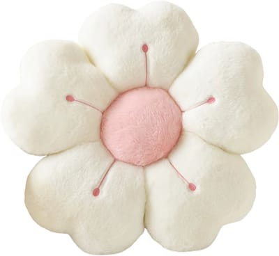 Pluche Madeliefje Sierkussen 32cm – Zacht Bloem Kussen, Decoratief Tuinkussen voor Bank, Bed en Woonkamer - Wit