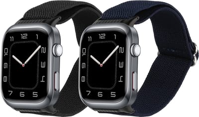 kwmobile Horlogebandjes geschikt voor Huawei Watch D2 - 2 x Nylon Smartwatch bandje in zwart / donkerblauw.
