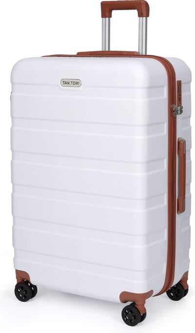TAN.TOMI Reiskoffer Groot 95L – 76x49x30 cm – Harde Koffer met Cijferslot – Lichtgewicht Trolley met 4 Spinner Wielen – Ruime Ruimbagage - Wit