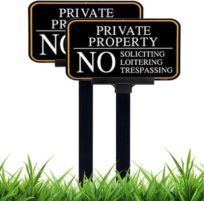 Privacy Bord - Geen Aanbiedingen - Voordeur Beveiligen - Zwaar Aluminium - 35x25 cm - Zwart