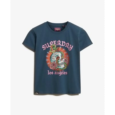 Getailleerde T-shirt met strass en tattoo-effect voor vrouwen Superdry