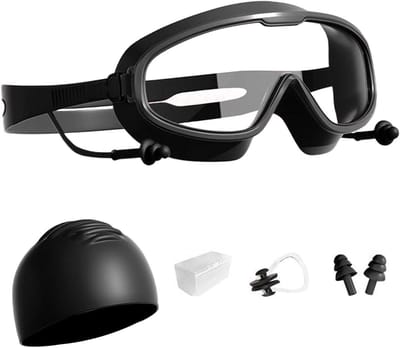 Zwembril set - Duikbril met accessoires - Wateravonturen beleven - Groothoek anti-condens - Uniseks volwassene - Zwart en wit