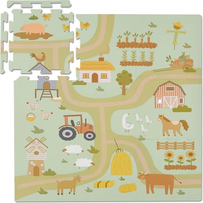 Puzzelmat baby - boerderij - 9 speeltegels - foam - afwasbaar