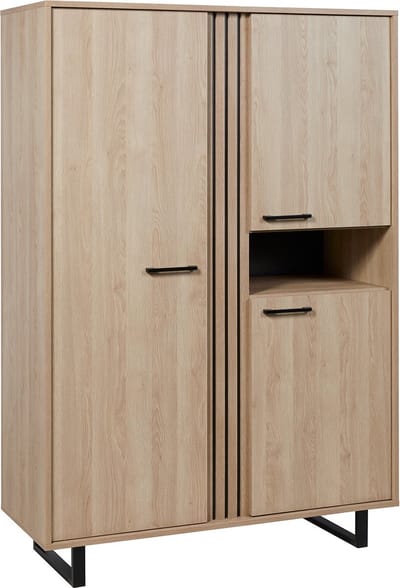 Opbergkast Myron Eiken - Breedte 127 cm - Hoogte 180 cm - Diepte 50 cm - Met planken - Met openslaande deuren