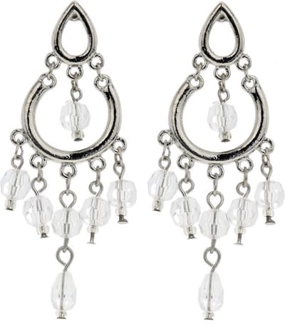 Behave - Zilverkleurige oorhangers met heldere kraaltjes - Fashion sieraden