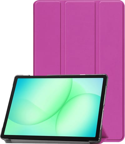 Hoesje Geschikt voor Samsung Galaxy Tab A11 Plus / A9 Plus - Dun & Stevig - Trifold Bookcase - Hard Cover - Hardcover Book Case - Tablet Hoes - Paars