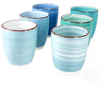 Set van 6 koffiemokken Blauw ZONDER handvat