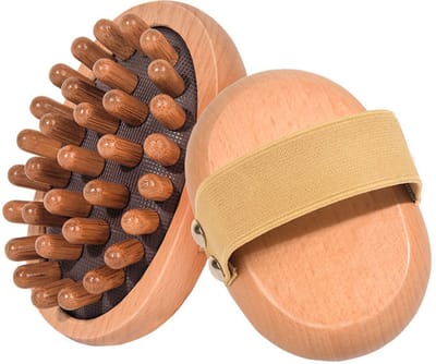 Daity 2-delige meridianenmassageborstelset - houten meridianenmassageborstel voor het vormen van het hele lichaam en pijnverlichting (bruin).