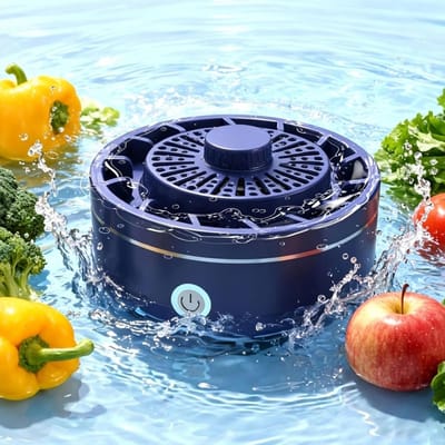Fruit- en groentewasser, draagbaar reinigingsapparaat voor verse producten, USB-oplaadbare draadloze voedselspoeler voor de gootsteen – voor bessen, druiven en bladgroenten – 2400 mAh (Blauw)
