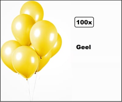 100x Ballonnen geel 27cm - Carnaval thema feest party oud en nieuw festival