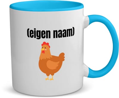 Akyol - kip met eigen naam koffiemok - theemok - blauw - Kippen - kippen liefhebbers - iemand die houdt van kippen - verjaardag - cadeau - kado - 350 ML inhoud
