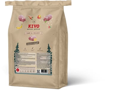 Kivo Petfood - Hondenbrokken Lam & Rijst - Senior/Light - 4 kg Koudgeperst - Glutenvrij