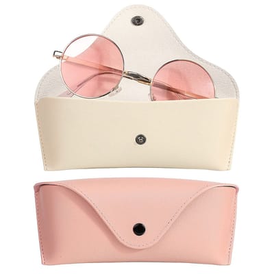 Dailygoody - Lederen brillenkoker - Draagbare brillenetui - Roze - Zachte zonnebril etui - Geschikt voor standaard zonnebrillen - Twee pack