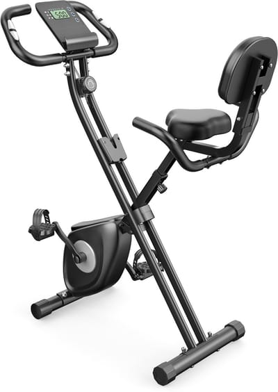 Opvouwbare hometrainer - X-bike met 8 niveaus van magnetische weerstand - vliegwiel 2,5KG - multifunctioneel LCD-scherm - verstelbare zitting - tablethouder - zwart